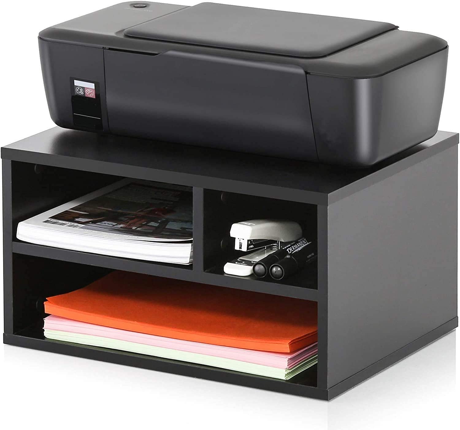 Tree House Printer Stands with Storage, Workspace Desk Organizers for Home & Office, Black